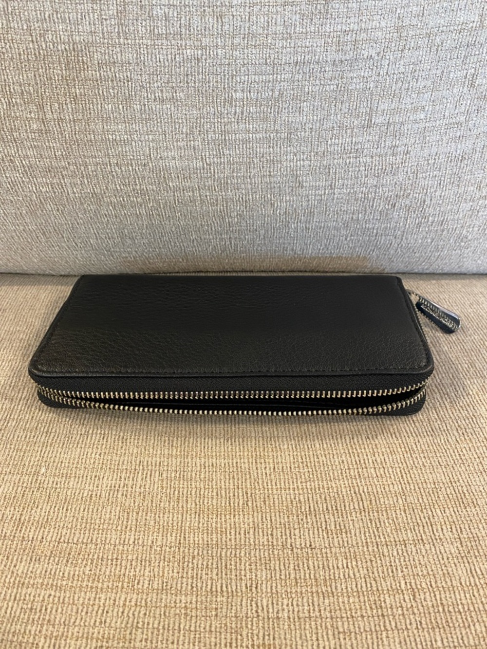 Michael Kors Black Pebbled Leather Zip-Around Wallet with Silver Plaque - Picture 4 of 5